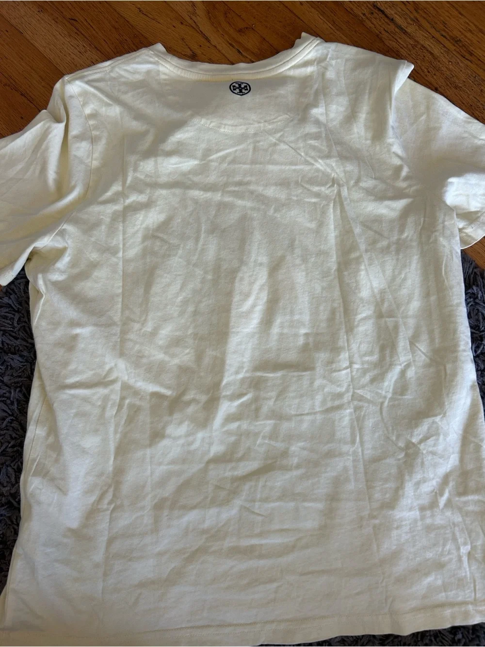 Tory Burch Cream/Yellow Short-Sleeve Tee with Peach Graphic Large